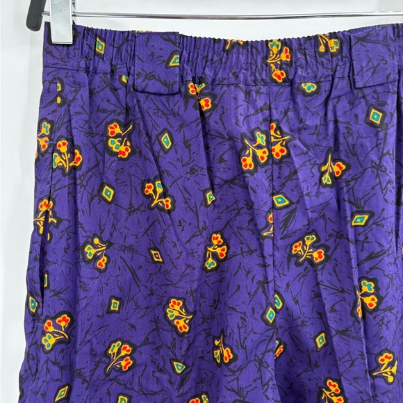Women’s Vintage 80s Retro Y2K High Waist Floral Pattern Purple Short Size 4(27) - Picture 12 of 16